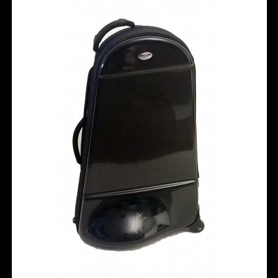 Estojo rígido preto para violino com pegas e etiqueta metálica