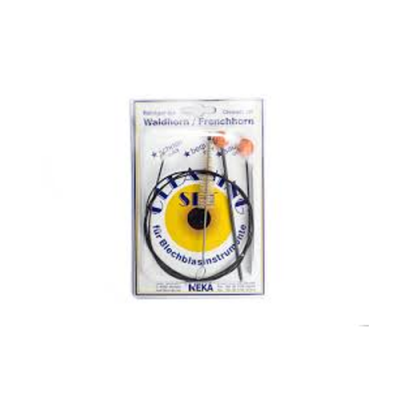 Palhetas para instrumentos de metal em embalagem clara com texto em alemão