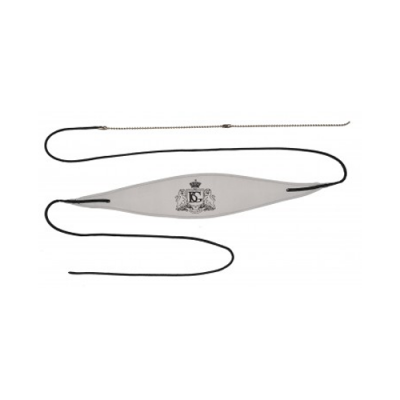 Cinto branco de cintura com cordão preto e logótipo central LS com coroa.