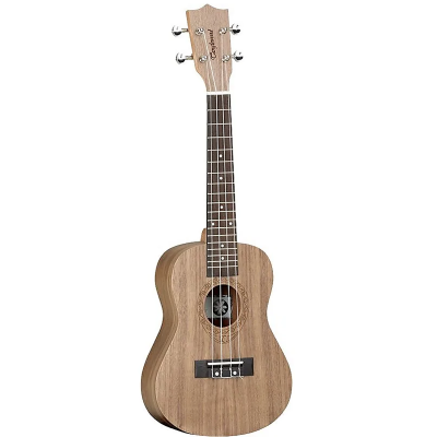 Ukulele de madeira natural com quatro cordas