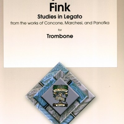 Capa de partitura musical para trombone, Studies in Legato de Reginald H. Fink, colecção Carl Fischer.