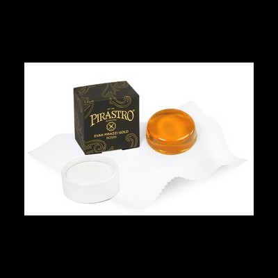 Resina musical PIRASTRO Evah Pirazzi Gold com embalagem preta e suporte branco