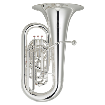 Tuba musical prateada polida com três pistões