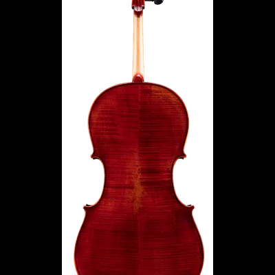 parte traseira de violino vermelho escuro com cravelhas pretas