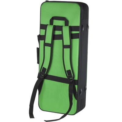 Mala verde e preta com alças ajustáveis para transporte às costas