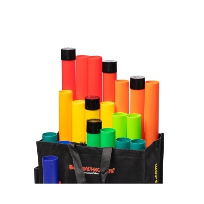 Rolos coloridos em bolsa preta para profissionais