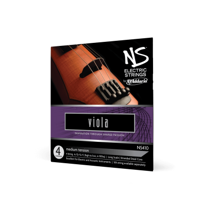 Embalagem de cordas para viola NS Electric Strings com imagem de uma viola