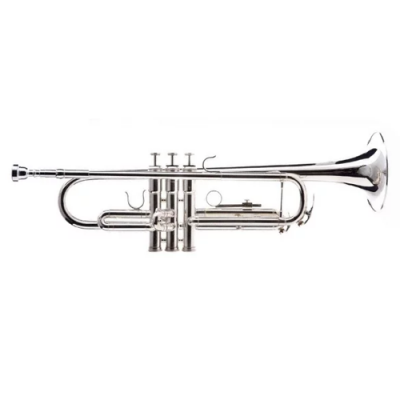 Trompete prateado com três pistões