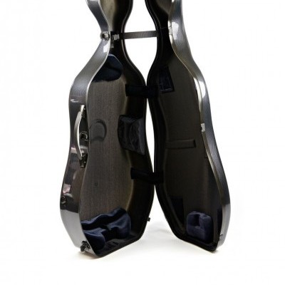 Estojo rígido aberto para violoncelo em fibra de carbono prateado