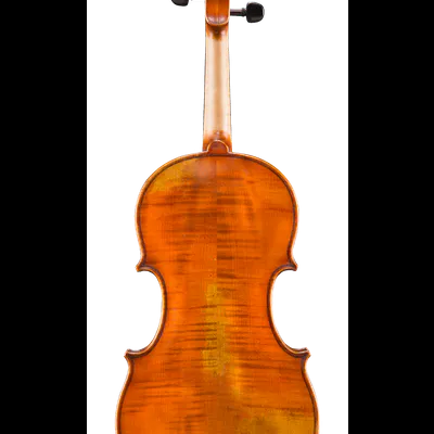 Violino de madeira castanho visto de trás