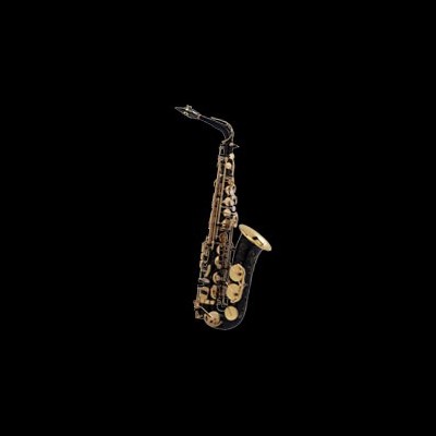 Saxofone tenor metálico preto e dourado