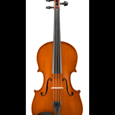 Violino castanho com cravelhas e queixeira pretas