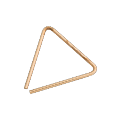 Triângulo musical dourado sobre fundo branco