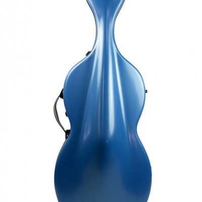 Estojo rígido azul metálico para violoncelo com etiqueta Shamrack by bam®