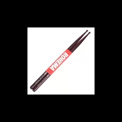 Par de baquetas de madeira castanha escura com faixa vermelha e texto ROHEMA