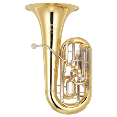 Tuba dourada Yamaha YEP-321 com seis botões brancos