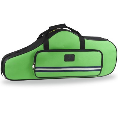 Estojo verde para violino com bolso frontal e alça preta