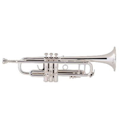 Trompete prateado com três pistões