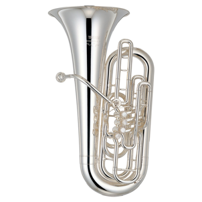 Eufónio prateado brilhante com tubos e pistões