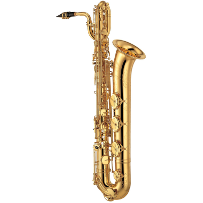 Saxofone barítono dourado brilhante com bocal preto