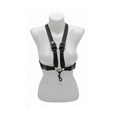 Arnes preto para câmara em manequim branco