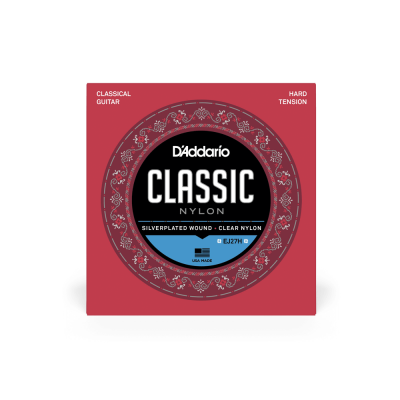 Embalagem vermelha de cordas para guitarra clássica D'Addario Classic Nylon