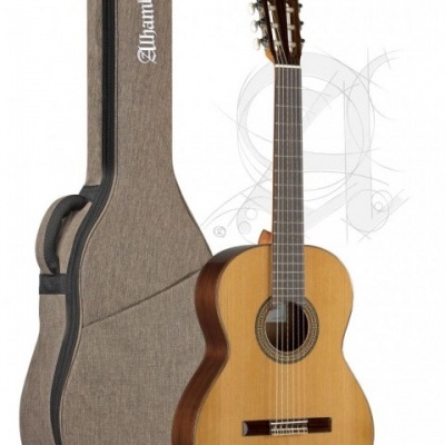 Guitarra clássica de madeira com capa cinzenta Alhambra