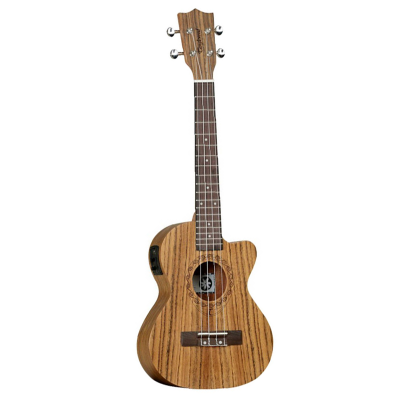 Ukulele de madeira clara com padrão de veios e 4 cordas