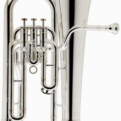 Trompa prateada metálica polida com três pistões