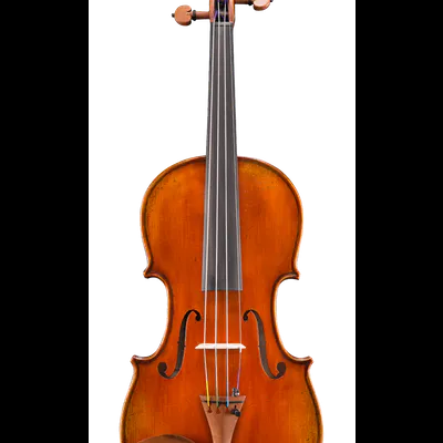 Violino de madeira castanha com cordas e cravelhas