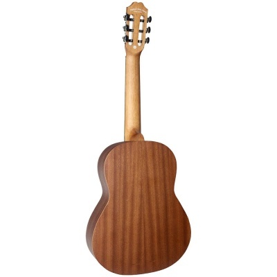 Guitarra clássica castanha vista de costas