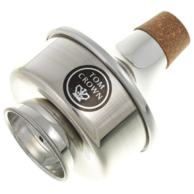 Bocal prateado com rolha de cortiça e etiqueta TOM CROWN