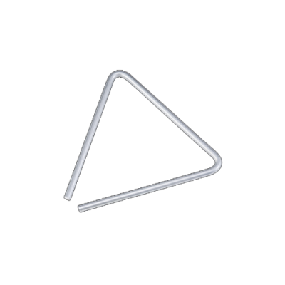 Triângulo musical metálico prateado