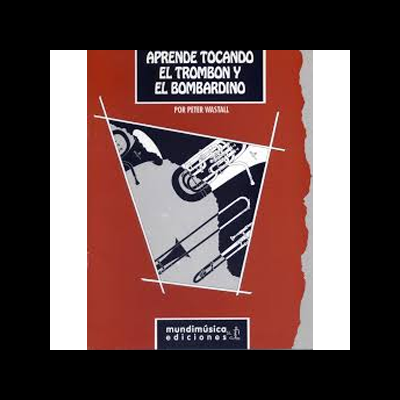 Capa de livro para aprender trombone e bombardino em cores vermelho, cinza e preto