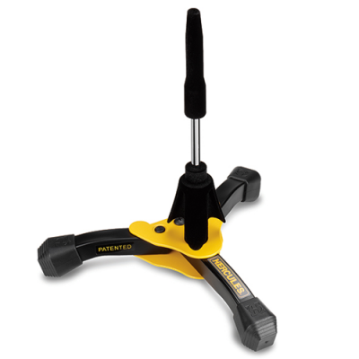 Suporte para instrumento musical Hercules preto e amarelo com espuma preta