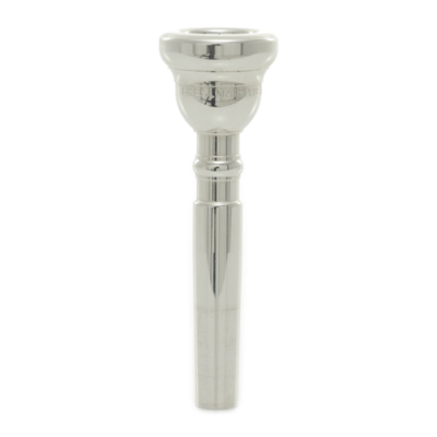 Bocal metálico prateado para instrumento de sopro com acabamento brilhante