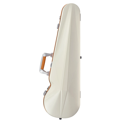 Estojo rígido branco para instrumento musical com pega castanha e metálica