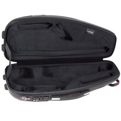 Estojo rígido castanho escuro para violino com interior preto acolchoado