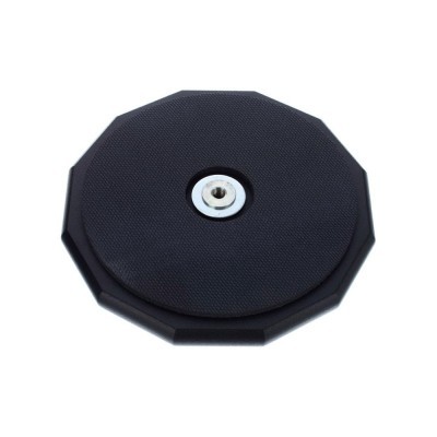 Base preta octogonal com um parafuso metálico central