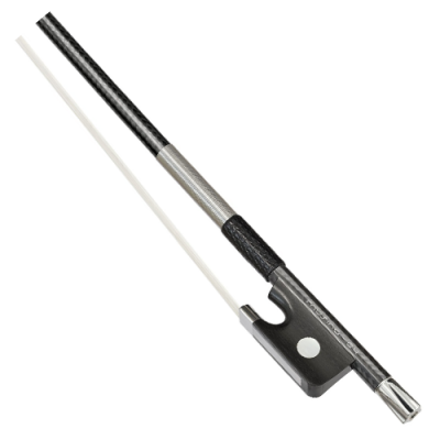 Arco de violino com vara preta e detalhes prateados