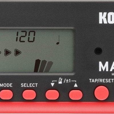 Metronomo digital KORG MA-2 preto e vermelho com ecrã LCD e botões vermelhos