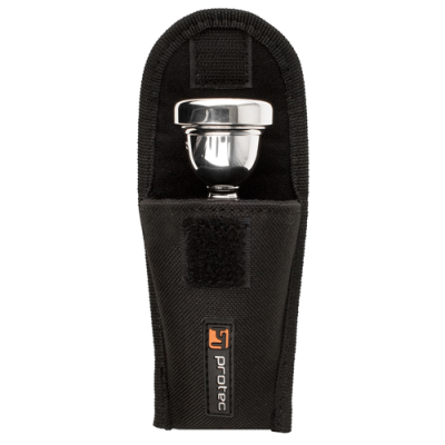 Ponteiro de metal cromado em bolsa preta de tecido com fecho de velcro e etiqueta protec