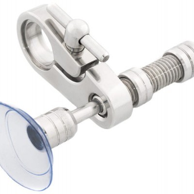 Suporte metálico com parafuso e ventosa azul