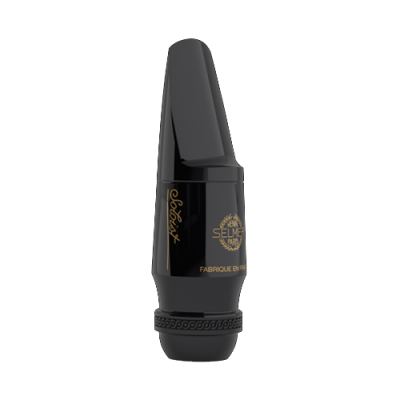 Bocal preto brilhante para instrumento Selmer Paris com texto dourado