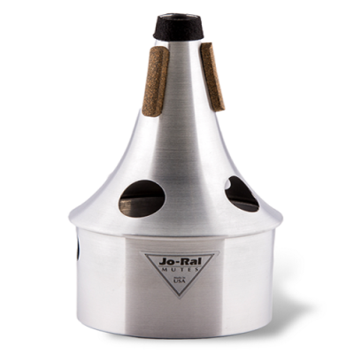 Mute metálico prateado com cortiça e placa triangular Jo-Ral MUTES USA