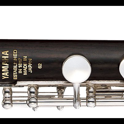 Flauta preta com chaves metálicas prateadas