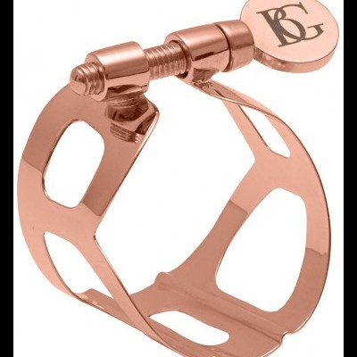 Abraçadeira de metal cor cobre com símbolo BG