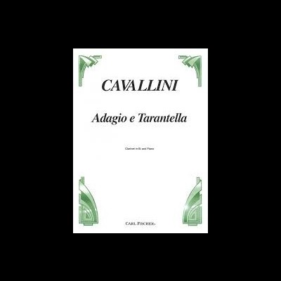 Capa de partitura musical 'CAVALLINI Adagio e Tarantella' com decorações verdes
