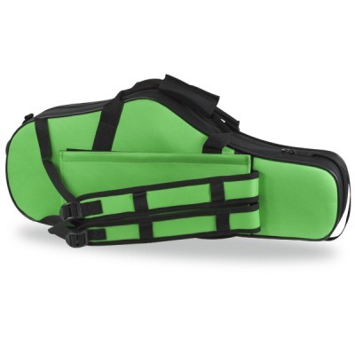 Estojo verde para guitarra com alças pretas