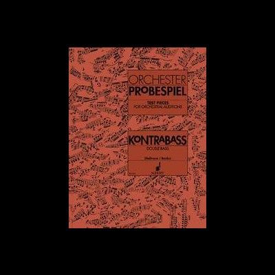 Capa de partitura musical laranja com notas e texto em preto sobre contrabaixo